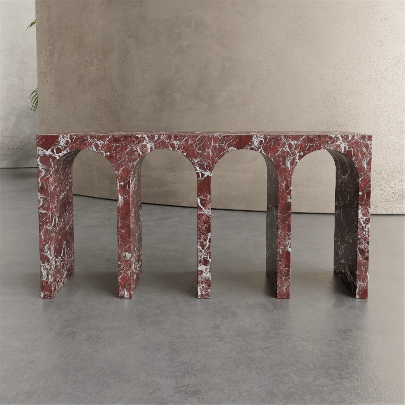 Rosso Levanto Marble Console Table