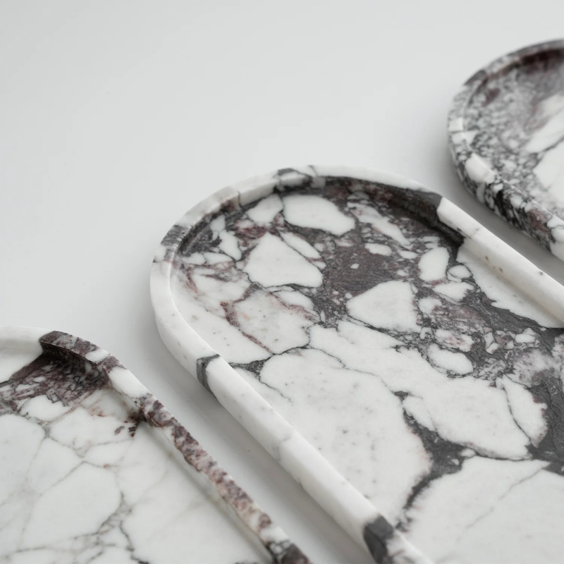 Unique Veining Rosso Levanto Marble Platters- Bathroom Decor